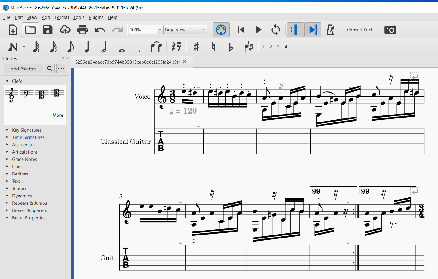 convert notes to tabs from a pdf (GUITAR) | MuseScore